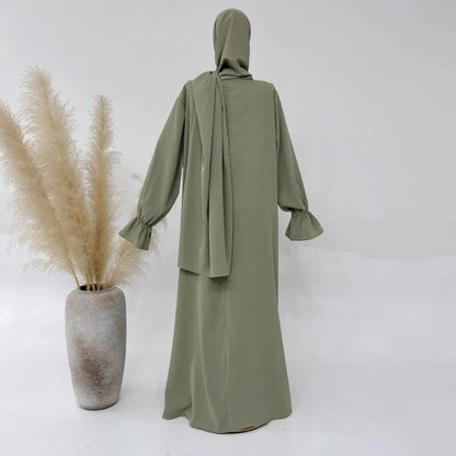2024 Spring Muslim Modest Dress for Women Eid Arabic Femme Hijab Abaya Dubai 2 Pieces Islamic Long Sleeve Turkey Robe clothing