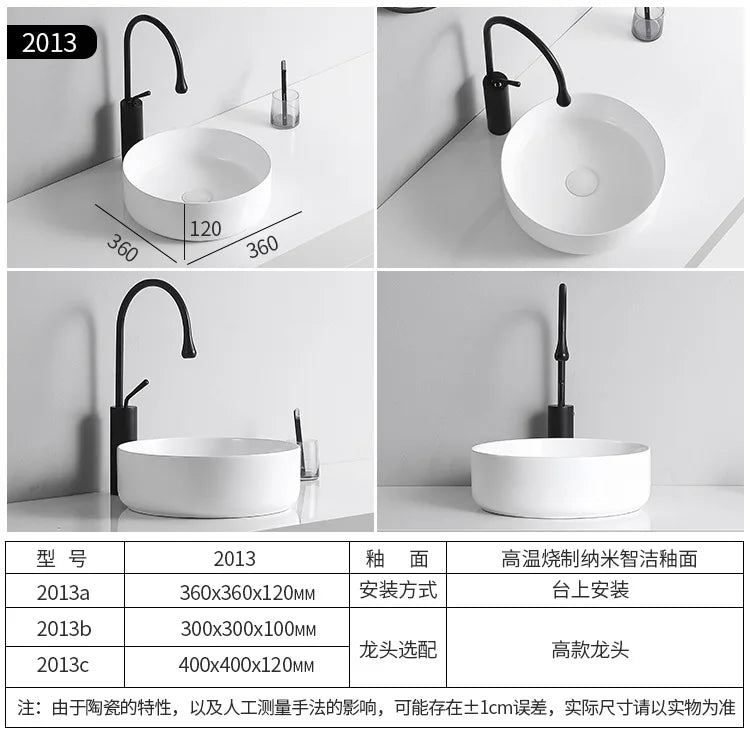Arbeits platte Waschbecken Seite Entwässerung Keramik Waschbecken Balkon Waschbecken Kunst becken Einzel becken quadratischer Kreis