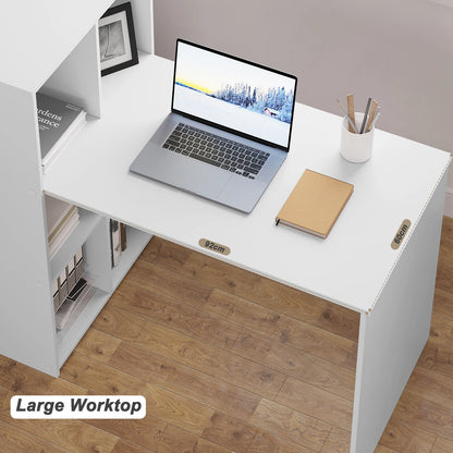 WOLTU Weißer PC-Computertisch aus Holz, Büro-Ecktisch mit Ablagefach, 120 x 63 cm, Arbeitsplatz für Arbeitszimmer, Wohnzimmer, Schlafzimmer