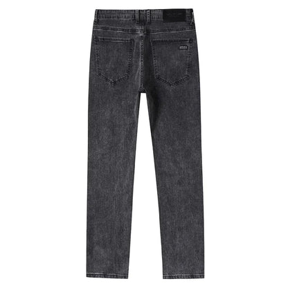 Spring Autumn New Men's Pure Black Slim Jeans Elastic Straight Pants Business Fashion Leisure Korean Vintage Denim Pants Male.