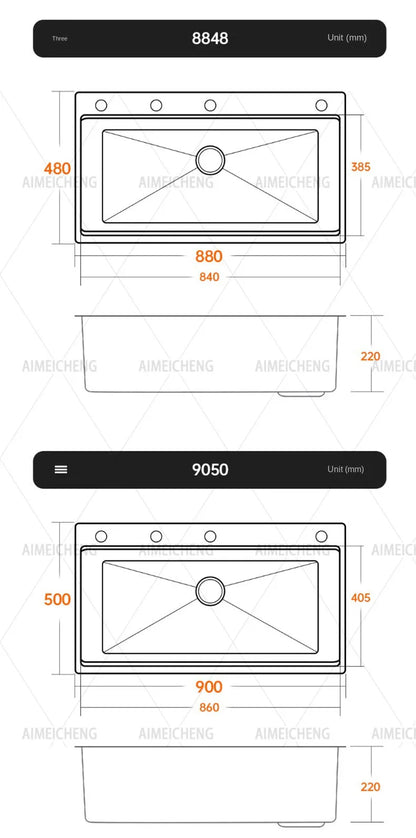 Original-Finish, spülmaschinenkompatibles SUS304-Edelstahl-Küchenspüle mit großer Einzelschüssel und Unterbau
