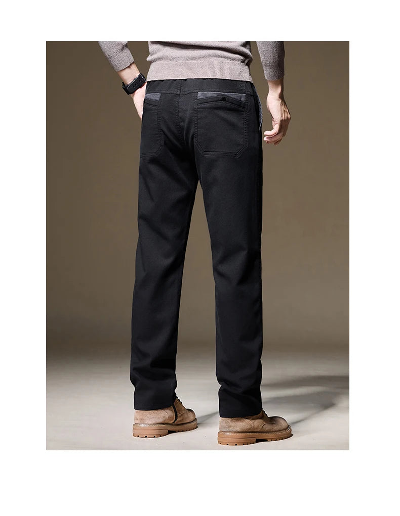 Autumn Winter High Quality Lyocell Fabric Casual Pants Men Solid color Business Fashion Straight Chinos Gray Brand Trousers Male.