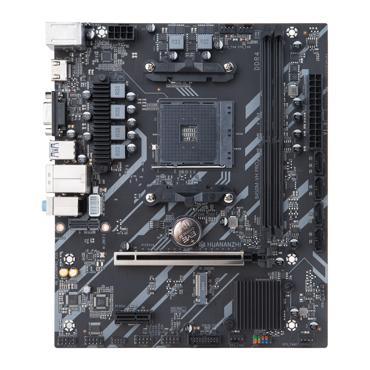 HUANANZHI AMD B450M VH PRO Gaming Motherboard USB3.0 M.2 Nvme Sata3 Supports Ryzen 5500 5600 5600G CPU.