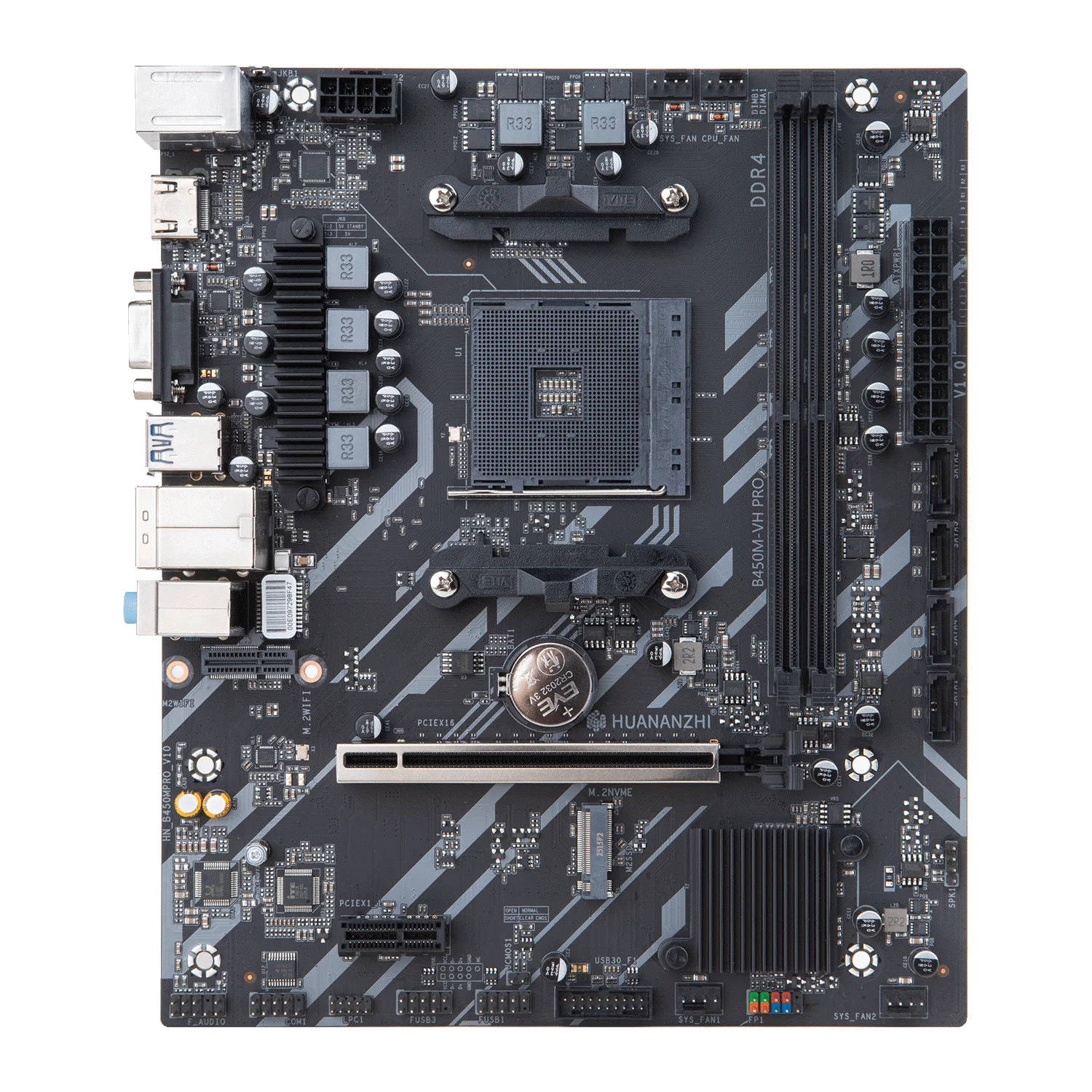 HUANANZHI AMD B450M VH PRO Gaming Motherboard USB3.0 M.2 Nvme Sata3 Supports Ryzen 5500 5600 5600G CPU.
