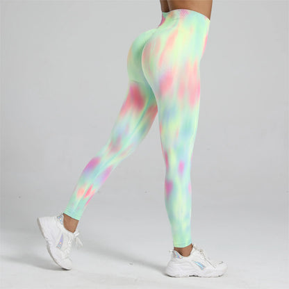 New Tie Dyed High Waist Gym Leggings Push Up Scrunch Seamless Thick Sports Pants Elastic Soft Yoga Workout Leggins Women.