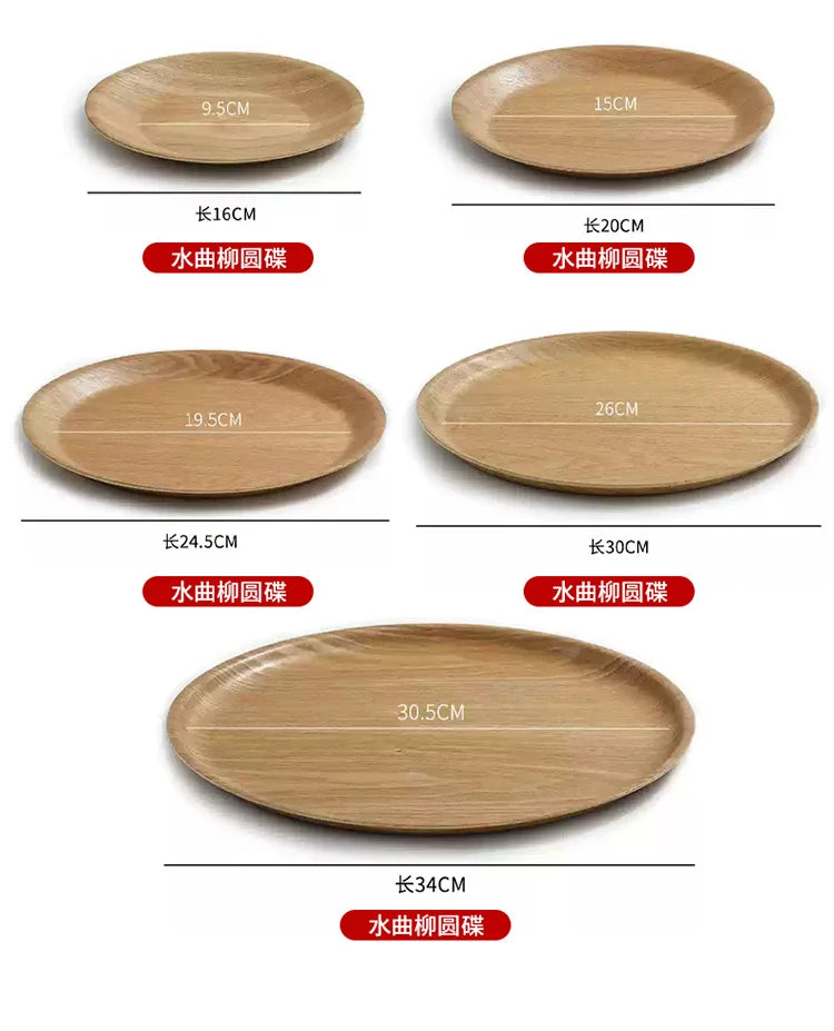 Wooden Dinner Plate Round Dessert Plate Wood Plate Coffee Cake Tray Bakery Bread Display Tray Kitchen Tableware Accessories.