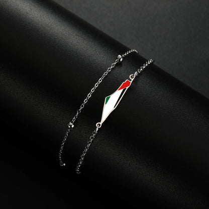 COOLTIME Palestine Map Charm Women Bracelets Stainless Steel Adjustable Double Layer Men Geography Bracelet jewelry Wholesale.