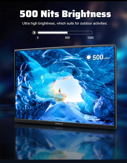 ZEUSLAP 16" 2.5K 144hz Portable Monitor 2560*1600 16:10 100%sRGB 500Cd/m²  Travel Gaming Display for Laptop Switch ps4 ps5 Xbox.