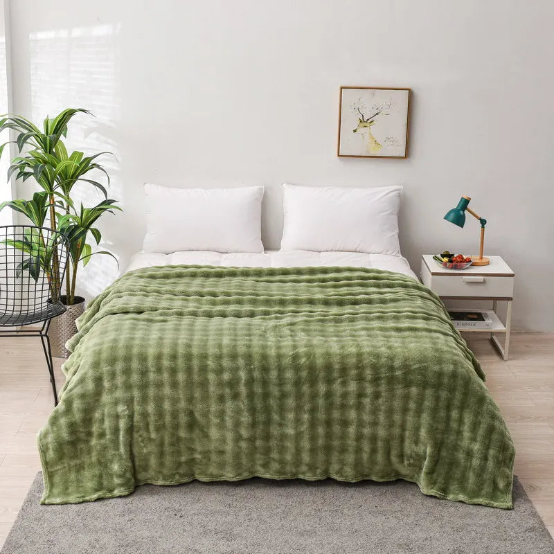 Solid Color Flannel Rabbit Fur Blanket Nap Cover Blanket Soft Sofa Blanket Coral Fleece Cover For Bedroom Manufacturer Wholesale.