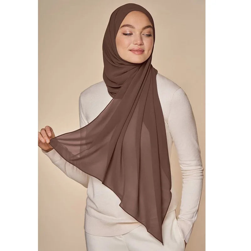 Muslim Chiffon Hijab Scarf Women Long Solid Color Head Wrap For Women Hijabs Scarves Ladies Muslim Veil Jersey Hijabs.