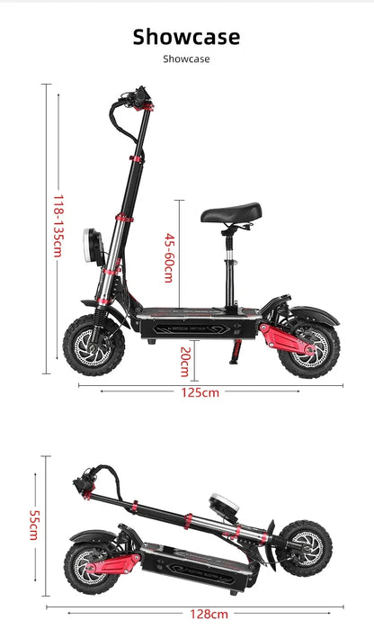 BOYUEDA S5 Electric Scooter 6000W Dual Motor 60V38Ah NFC Activation Scooters Electric 11" Off-Road Tire Bluetooth Connectivity