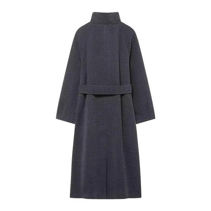TFMLN Lange Mäntel für Damen mit Stehkragen, 2025, Winter, neuer Trenchcoat mit Gürtel, Vintage, einfache Oberbekleidung, elegante Mode, weiblich