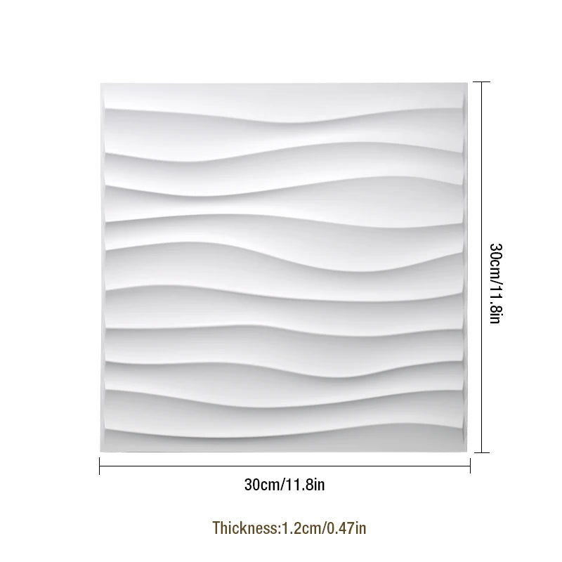 12pcs 30cm Decorative 3D Wall Panel wave Diamond Design Not self-adhesive plastic tiles 3D wall sticker room Bathroom wall paper