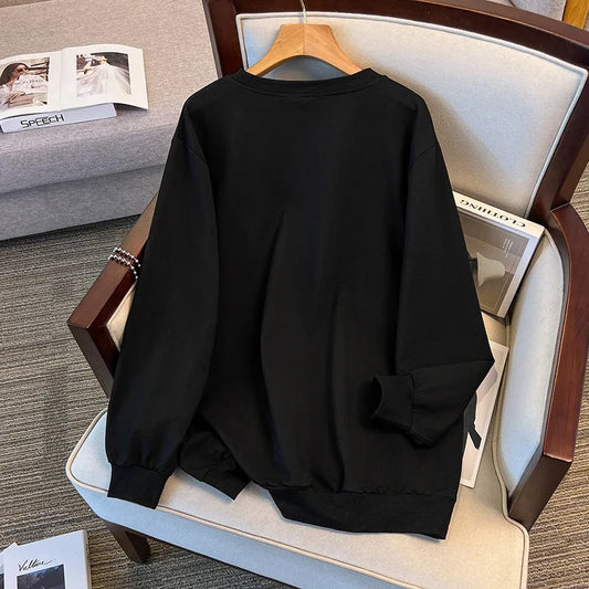170 kg Plus Größe Damen Büste 170 Frühling Herbst Lose Langarm Druck Brief Pullover Sweatshirts 4XL 5XL 6XL 7XL 8XL 9XL