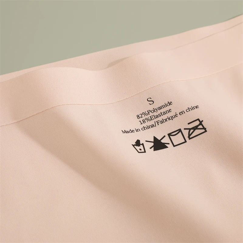 5PCS/Set Seamless Ruffle Waist Underwear for Women Sexy Ice Silk Breathable Panties Female Low Rise Stretchy Briefs Lingeries