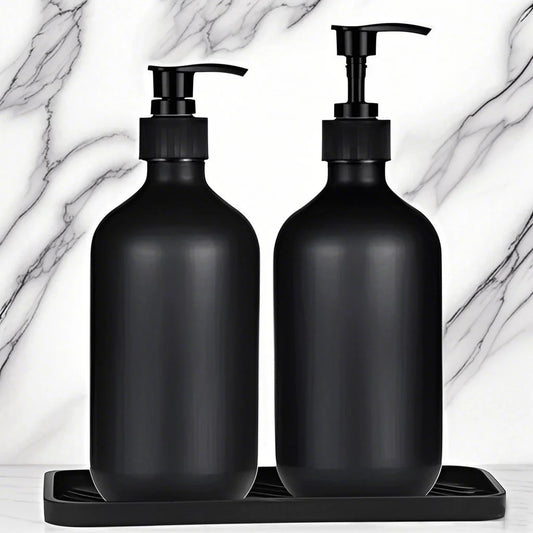 Mattschwarzer 300/500 ml Flüssigseifenspender, nachfüllbar, Shampoo-Conditioner, Körperlotion-Behälter für Badezimmerbedarf, Hotel