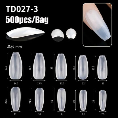 500/600pcs Long Pointed Fake Nail Tips Stiletto Half Cover French Acrylic UV Gel False Nail Extension Press On Nails Manic Tool