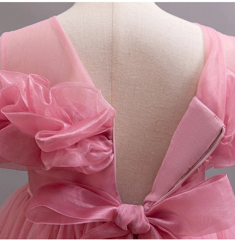 3-10 Jahre altes Mädchen Kinder schleppendes Kleid neues elegantes Mädchen Performance Puffrock Prinzessin Rock Blume Kinder Hochzeit Mädchen.