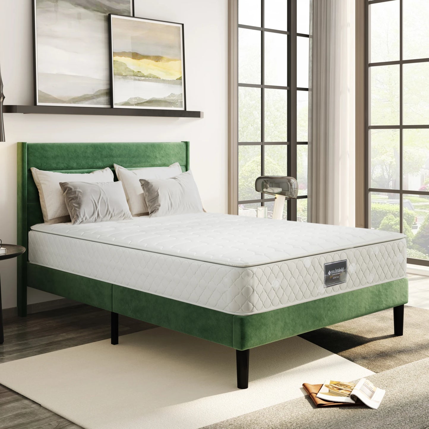 Lazyspace Federkernmatratze 160 x 200 x 25 cm, 7 Zonen Kalschaummatratze, Härte H3, versteckte Mikrofaser-Referenzumgebung, weiß