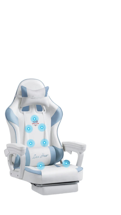 Ergonomischer Gaming-Stuhl, Gamer-Stühle mit Kopfstütze mit Lendenkissen, höhenverstellbarer Computer-Bürostuhl für Mädchen und Jungen