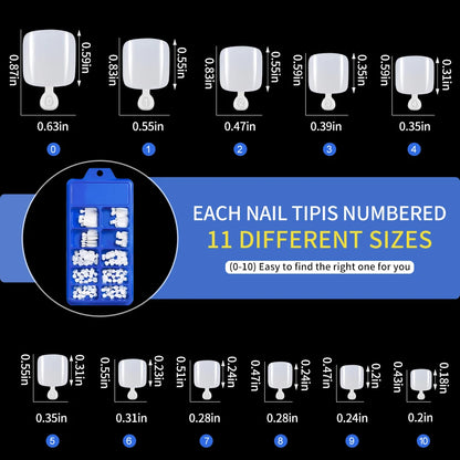 100pcs Fake Toenail Natural White Press On Toe Foot Full Cover Square Nails Art Tips Artificial Acrylic False Nail Manicure Tool.