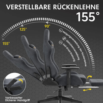 Ergonomischer roter Gaming-Stuhl für Erwachsene, Innen-PC, Computerstuhl, Rennbürostuhl, höhenverstellbarer Drehstuhl aus Wildleder