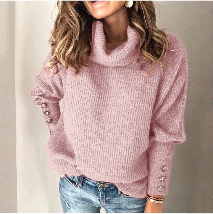 Herbst Winter neue einfarbige Freizeit mode lose Pullover Frauen Langarm High Collar Street Sweatshirt Pullover Top weiblich
