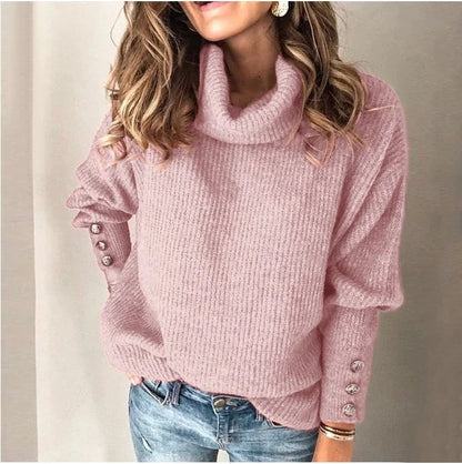 Herbst Winter neue einfarbige Freizeit mode lose Pullover Frauen Langarm High Collar Street Sweatshirt Pullover Top weiblich