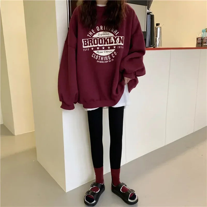 Women Hoodies 2025 Spring Woman clothing Office Lady Loose Coat Sweatshirts Letter Printed Pullovers Korean Fashion Y2k top Coat.