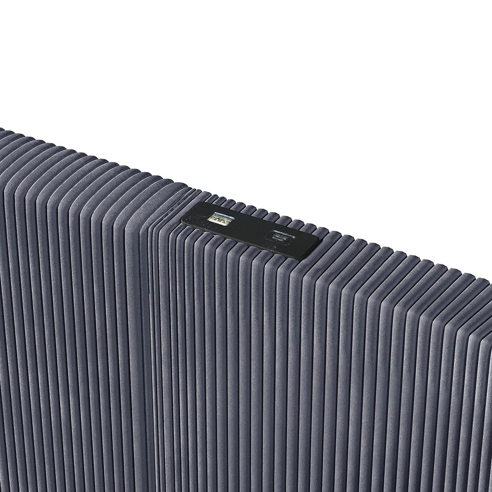 KOMHTOM Polsterbett 180x200cm, Samt mit, LED-Leiste, hydraulischem Stauraum, 2 Schubladen und USB+TYPE-C Anschluss