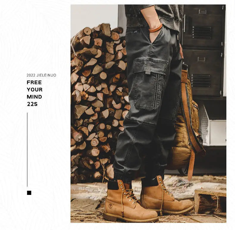 ARENS Techwear Cargo Pants Men Black Cargo Trousers Male Vintage Japanese Streetwear Hip Hop Pockets Casual Safari Style Loose.
