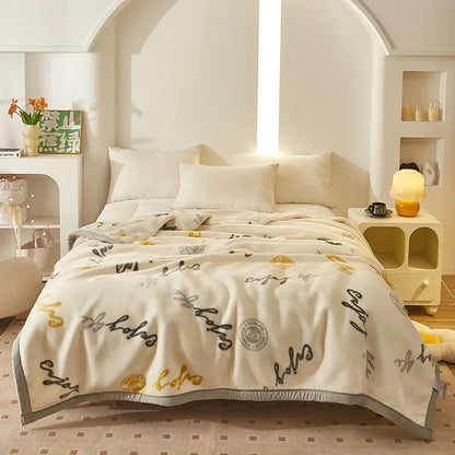 Double Layer Winter Thicken Raschel Plush Weighted Blanket For Bed Warm Heavy Blankets Throw Printed Flowers Fluffy Soft Carpet