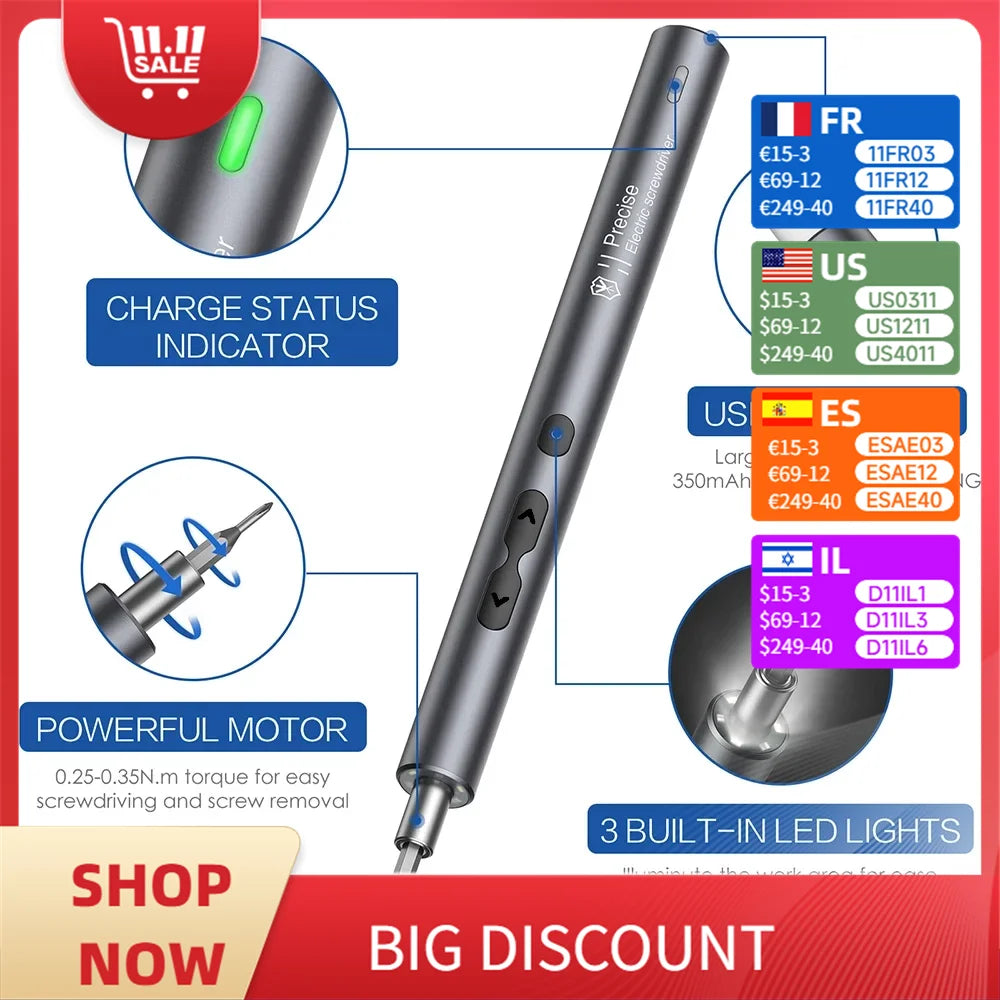 28/62 in 1 Elektro-Schraubendreher-Set, Präzisions-Elektrowerkzeug-Set, wiederaufladbar, kabellos, Mini, kleine Bits für Xiaomi Mobile Cell Repair