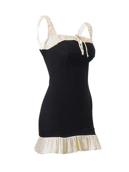 Sexy Mini kleid Frauen Sommer schwarz ärmellose rücken freie Bodycon Mode Knopf Schnürung Tank Kleid lässig Club elegantes Party kleid.