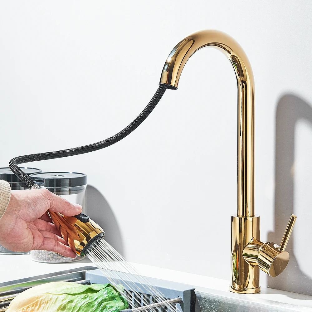 Kitchen Faucet Brushed Nickel Hot and Cold Water Faucet Kitchen Sink Faucet Pull-out Sprayer For Kitchen Sink Faucet