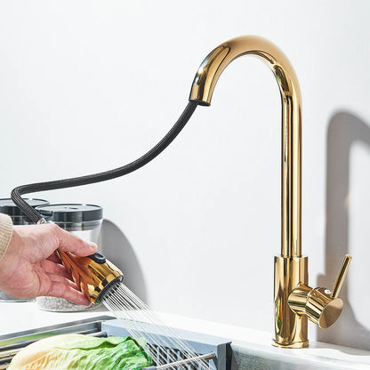 Kitchen Faucet Brushed Nickel Hot and Cold Water Faucet Kitchen Sink Faucet Pull-out Sprayer For Kitchen Sink Faucet