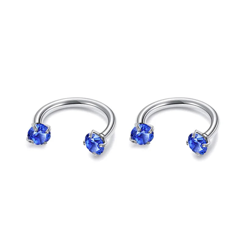 2Pcs 6/8/10mm Stainless Steel Zircon Piercings Earrings Horseshoe Ring Piercing Nose Ear Belly Rings Body Jewelry For Women/Men.