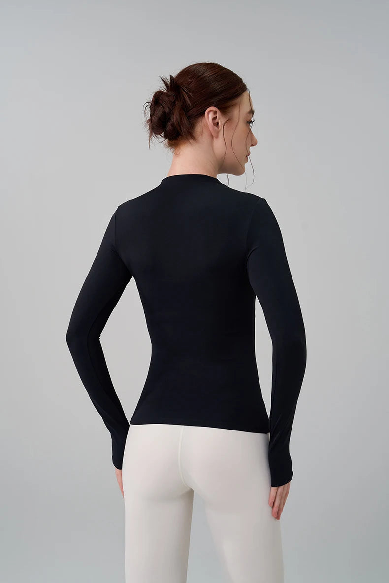 SOISOU 5 Colors Half-High Collar Slim Fit Yoga Top Women's Pilates Pullover Sports Long Sleeve High Elastic Fitness T Shirt.