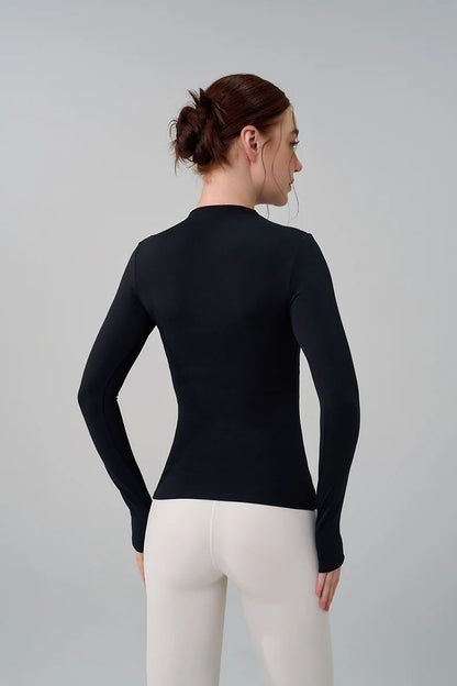 SOISOU 5 Colors Half-High Collar Slim Fit Yoga Top Women's Pilates Pullover Sports Long Sleeve High Elastic Fitness T Shirt.