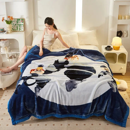 Double layer thickened to 6kg blanket quilt autumn and winter warm fleece wedding blanket cushion bedding