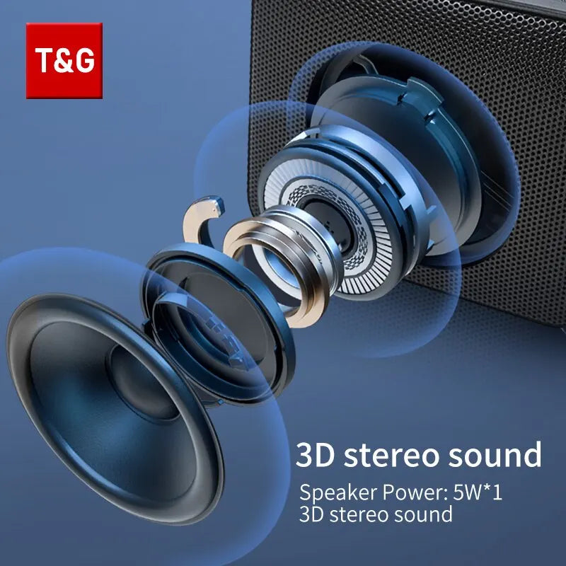 Bluetooth Speaker TG166 Portable Mini Wireless Soundbar Subwoofer Outdoor Indoor Loudspeaker Support TF Card FM Radio Waterproof.