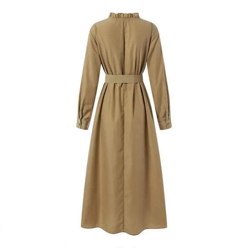 2025 Fashion Arab Style Lace-up Maxi Dress for Women Muslim Abaya Vintage Plain Long Dresses Hijab Islamic Robe Elegante Femme.