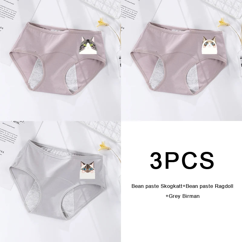 3PCS/set Women's menstrual briefs large flow postpartum water absorption leakproof briefs women's pure cotton menstrual briefs.