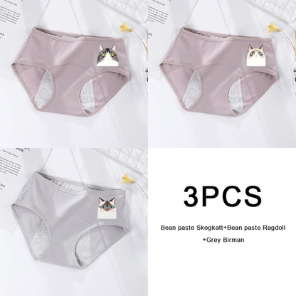 3PCS/set Women's menstrual briefs large flow postpartum water absorption leakproof briefs women's pure cotton menstrual briefs.