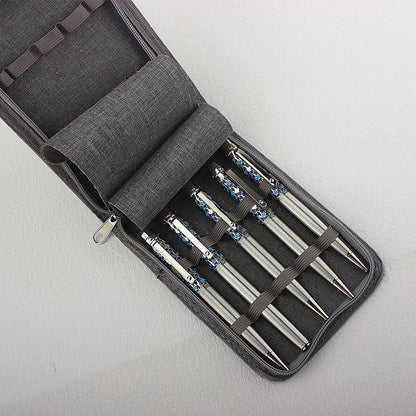 10/24/48 Slots Fountain Pen Case Pencil Case Pouch Bag Canvas Case Black, Gray