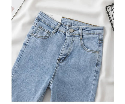 High Waist Slim Fit Jeans Women's Spring Summer Autumn Fashionable Nine Points Elasticity Pencil Pants Tightening And Lengthenin