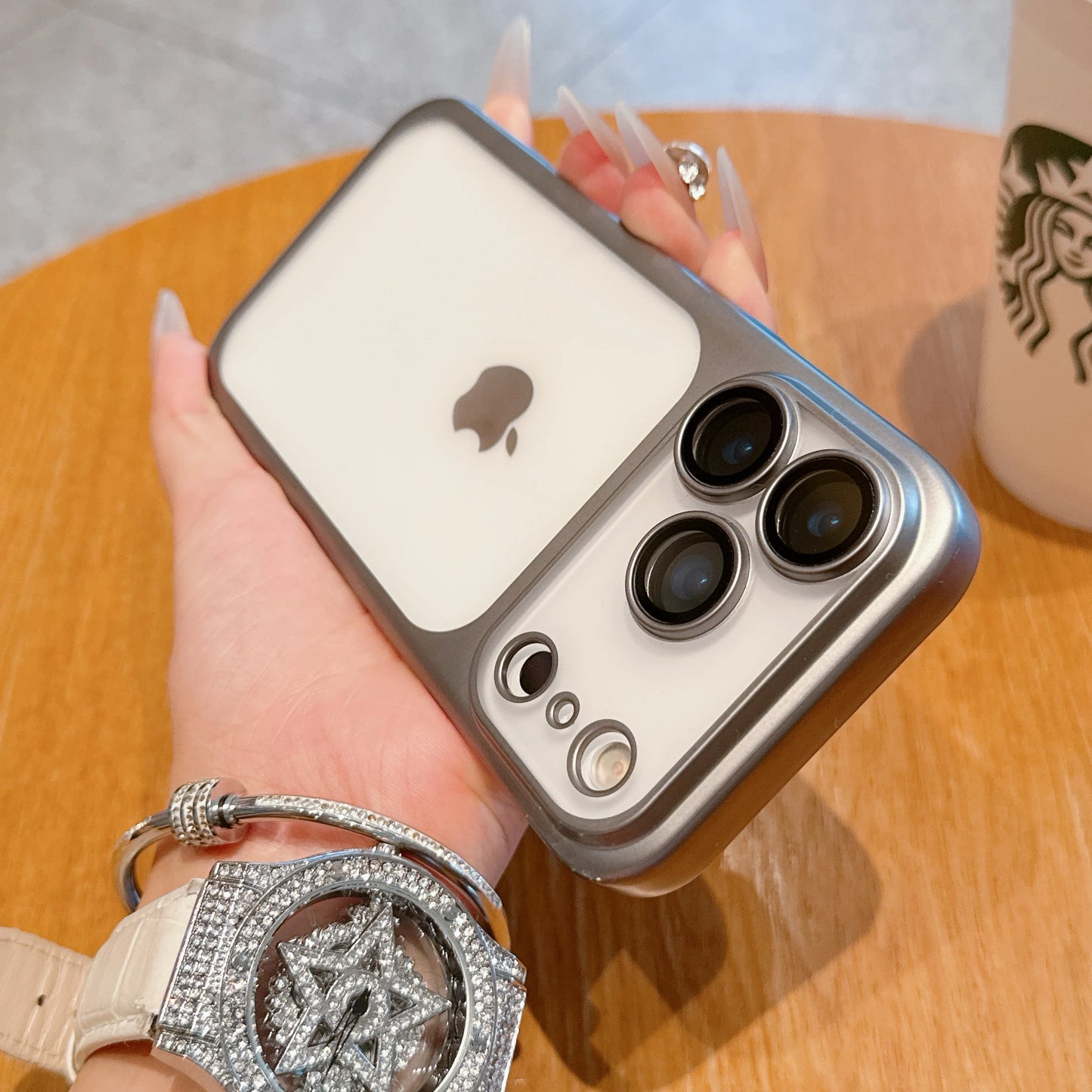 Matte Transparent Phone Case For iPhone 17 Pro Max 17 Pro Plating Frame Lens Film Protection Anti-fall PC Hard Clear Phone Cover.