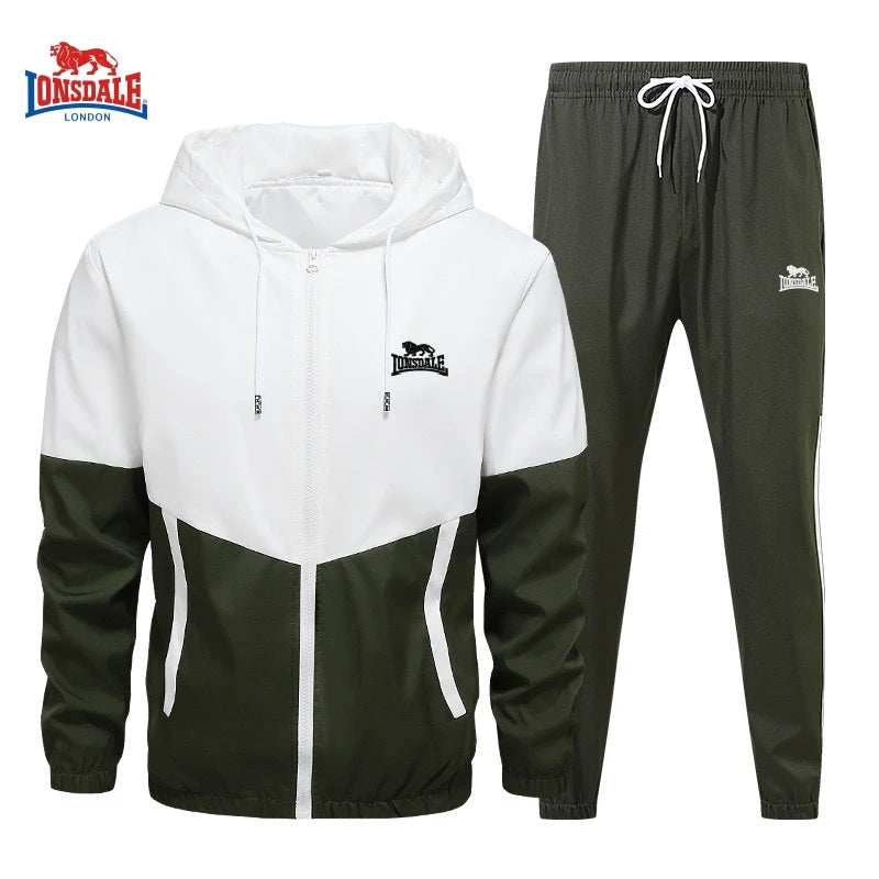Spring and Autumn Men's Embroidered Hooded Sports and Leisure Set New Fashion Jacket and Pants 2-piece Hip Hop Sports Set.