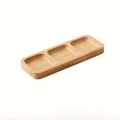 1pc Bamboo 4-Section Snack Serving Tray - Ideal for Nuts, Fruits, and Candies , Dining Area, or Zen Tea Room Decor.