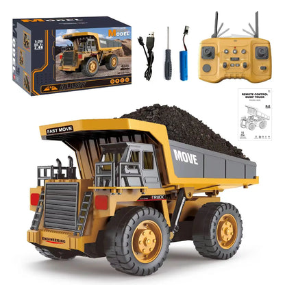 ZWN 1/16 1/20 Remote Control Excavator Dump Truck RC Model Car Toy Professional Alloy Simulation Construction Vehicle for Kids